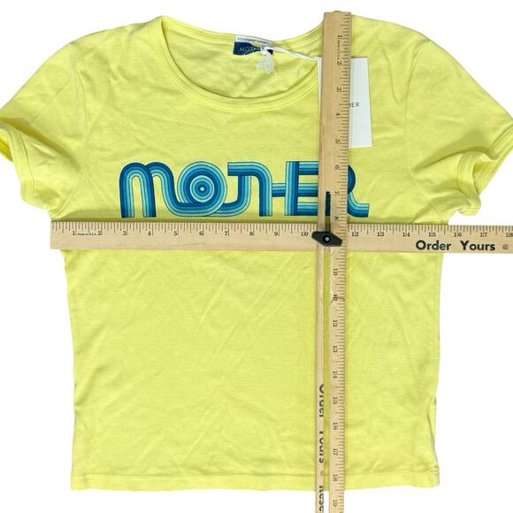 Mother Canary Yellow Blue Groove Itty Bitty Ringer Baby Tee size XS NEW Tags - Picture 4 of 6